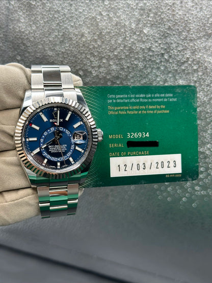 Rolex SkyDweller Blue Dial on Oyster 326934 Papers 2023