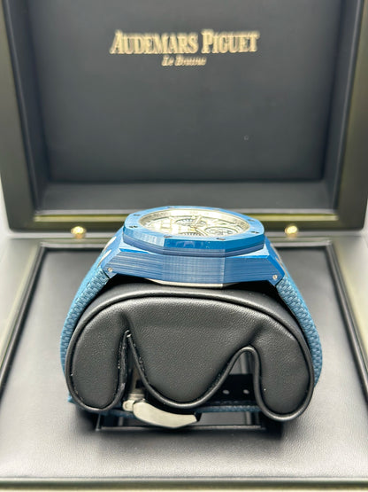 AUDEMARS PIGUET ROYAL OAK OFFSHORE BEIGE/IVORY TAPISSERIE PATTERN Dial on BLUE TEXTURED CALFSKIN 26420CD.OO.A029VE01 Papers 2026