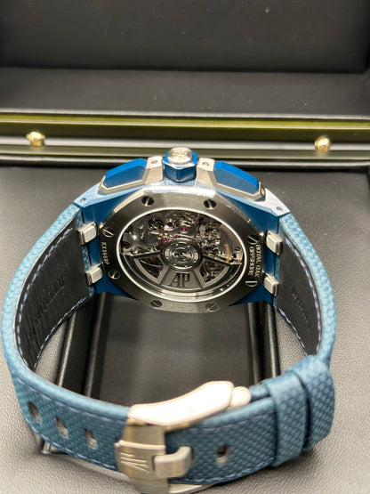 AUDEMARS PIGUET ROYAL OAK OFFSHORE BEIGE/IVORY TAPISSERIE PATTERN Dial on BLUE TEXTURED CALFSKIN 26420CD.OO.A029VE01 Papers 2026