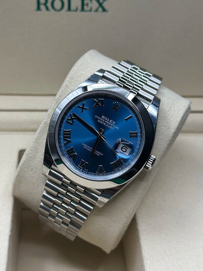 Rolex Datejust 41 Blue Roman Dial on Jubilee 126300 Complete 2026