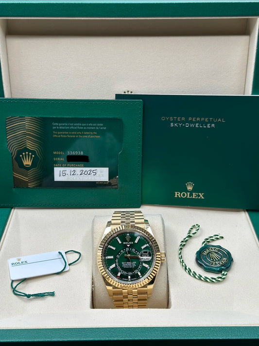Rolex SkyDweller Green Index Dial on Jubilee 336938 Complete 2025