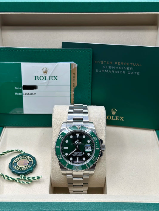 Rolex Submariner Hulk Green Dial on Oyster 116610LV Complete 2016