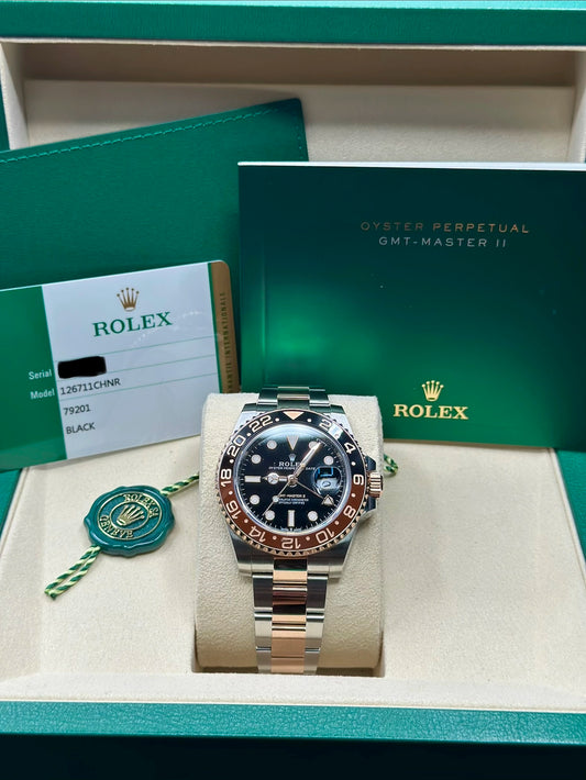 Rolex GMT-Master II "Root Beer" Black Dial on Oyster 126711CHNR Complete 2025