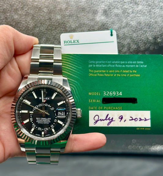 Rolex SkyDweller Black Dial on Oyster 326934 Complete 2022