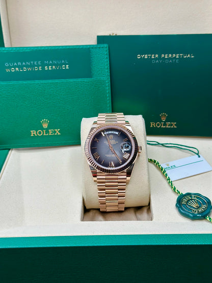 Rolex Day-Date 40 Slate Ombre Roman Dial on President 228235 Card 2025