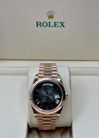 Rolex Day-Date 40 Slate Ombre Roman Dial on President 228235 Card 2025