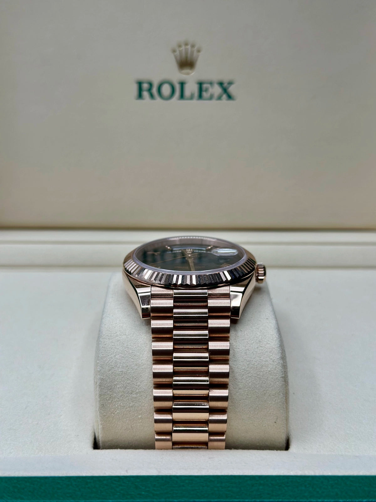 Rolex Day-Date 40 Slate Ombre Roman Dial on President 228235 Card 2025
