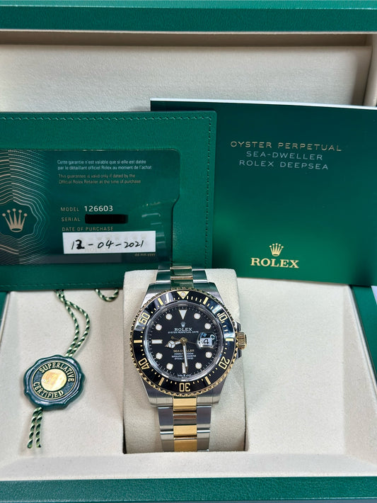 Rolex Sea-Dweller 43 Black Dial on Oyster 126603 Papers 2021