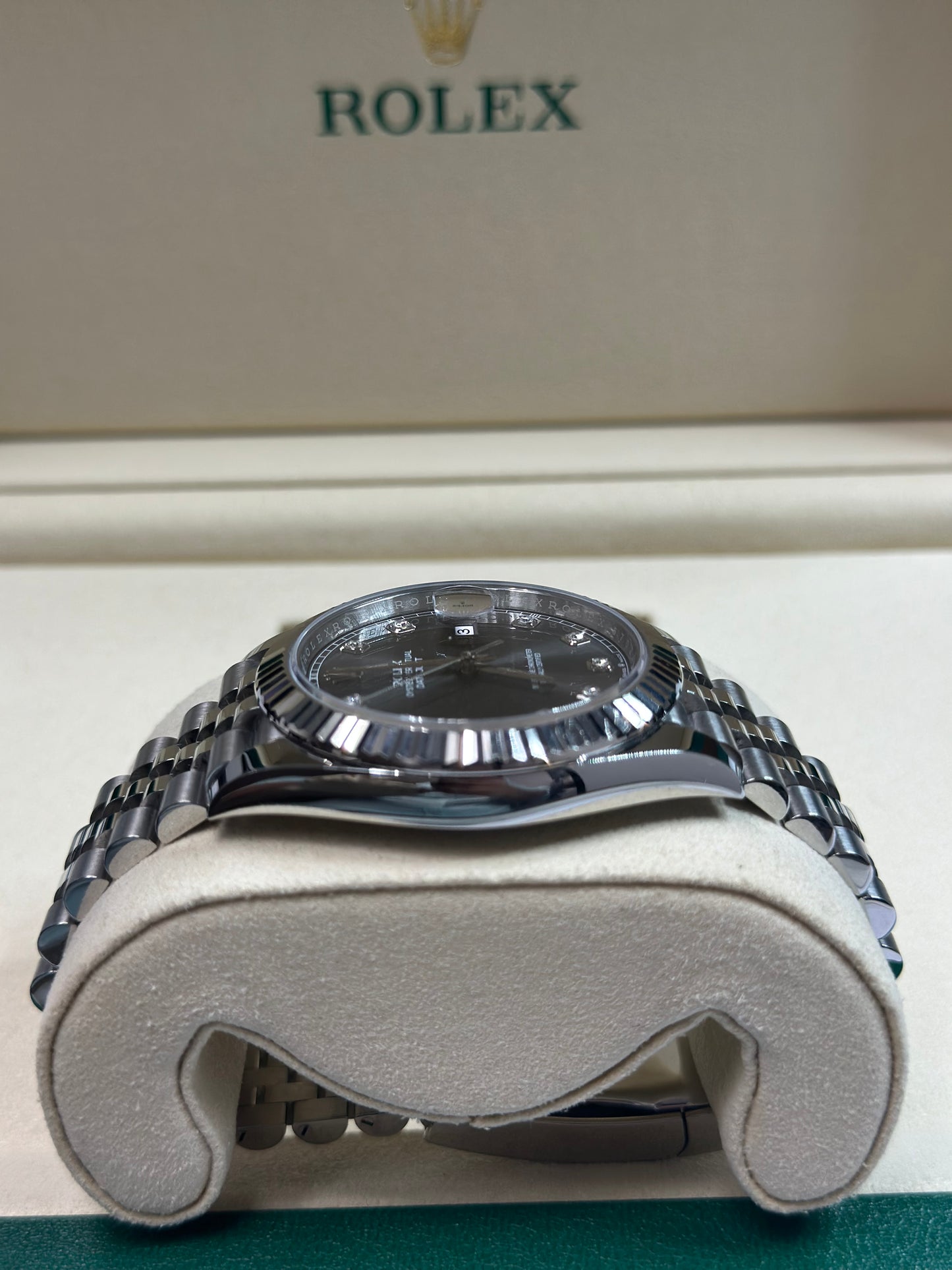 Rolex Datejust 41 Dark Rhodium Diamond Dial on Jubilee 126334 Papers 2022