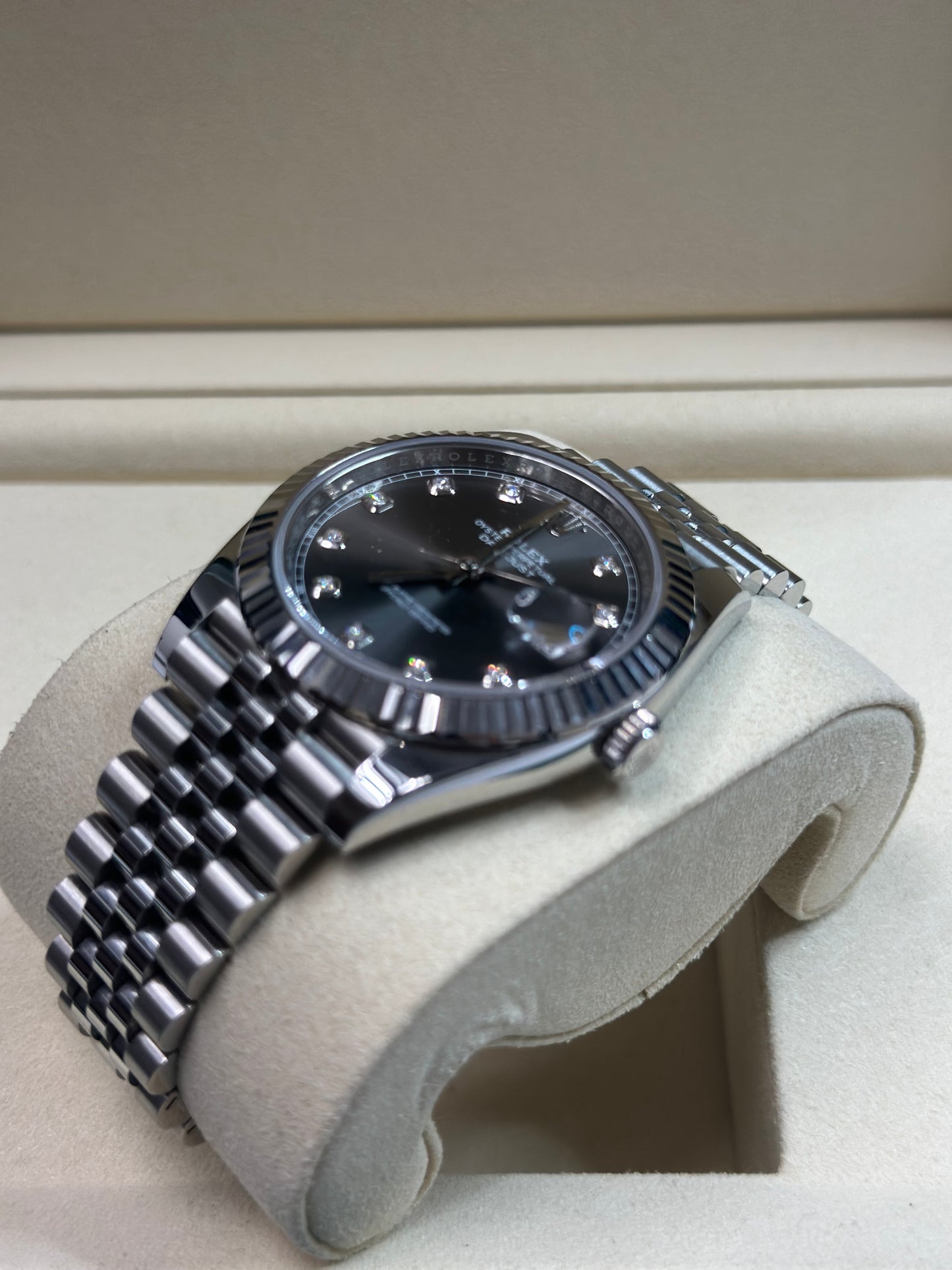 Rolex Datejust 41 Dark Rhodium Diamond Dial on Jubilee 126334 Papers 2022