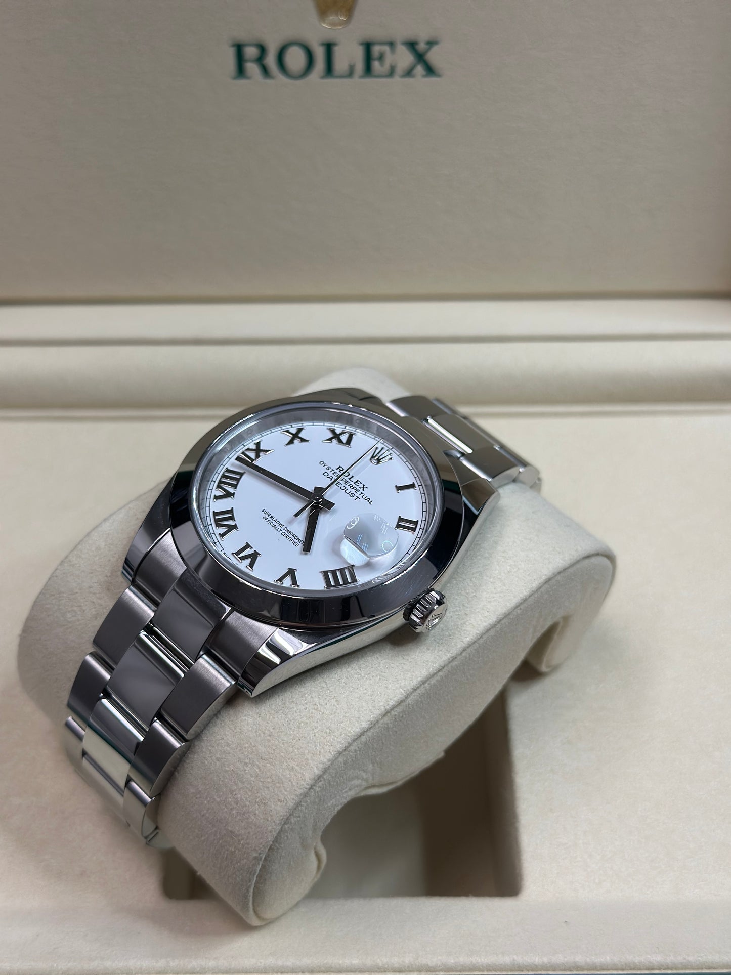 Rolex Datejust 41 White Roman Dial on Oyster 126300 Papers 2026