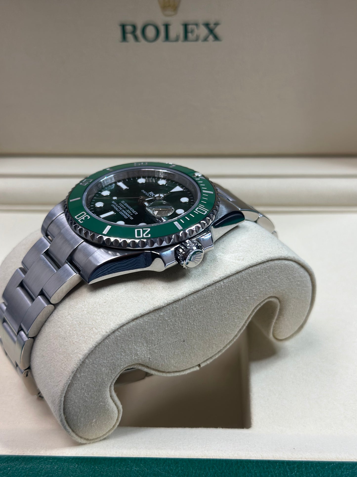 Rolex Submariner Hulk Green Dial on Oyster 116610LV Papers 2014