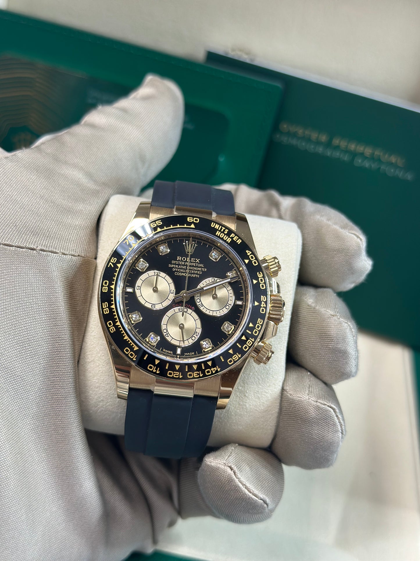 Rolex Daytona Black And Golden Diamond Dial on Oysterflex 126518LN Papers 2026