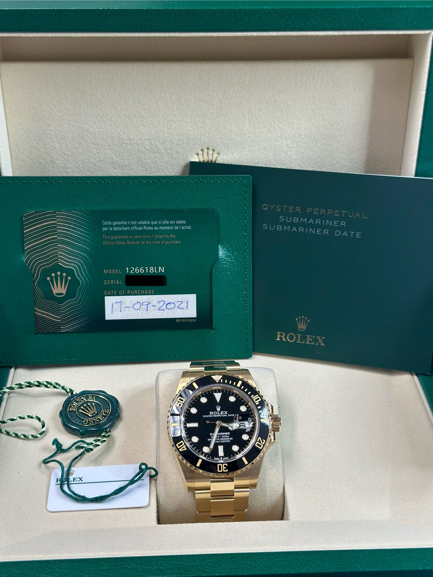 Rolex Submariner Black Dial on Oyster 126618LN Papers 2021