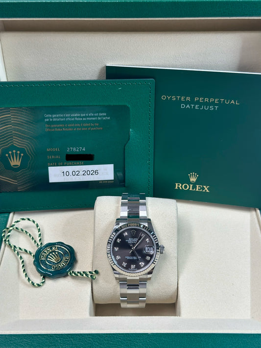 Rolex Datejust 31 Dark Grey Diamond Dial on Oyster 278274 Papers 2026
