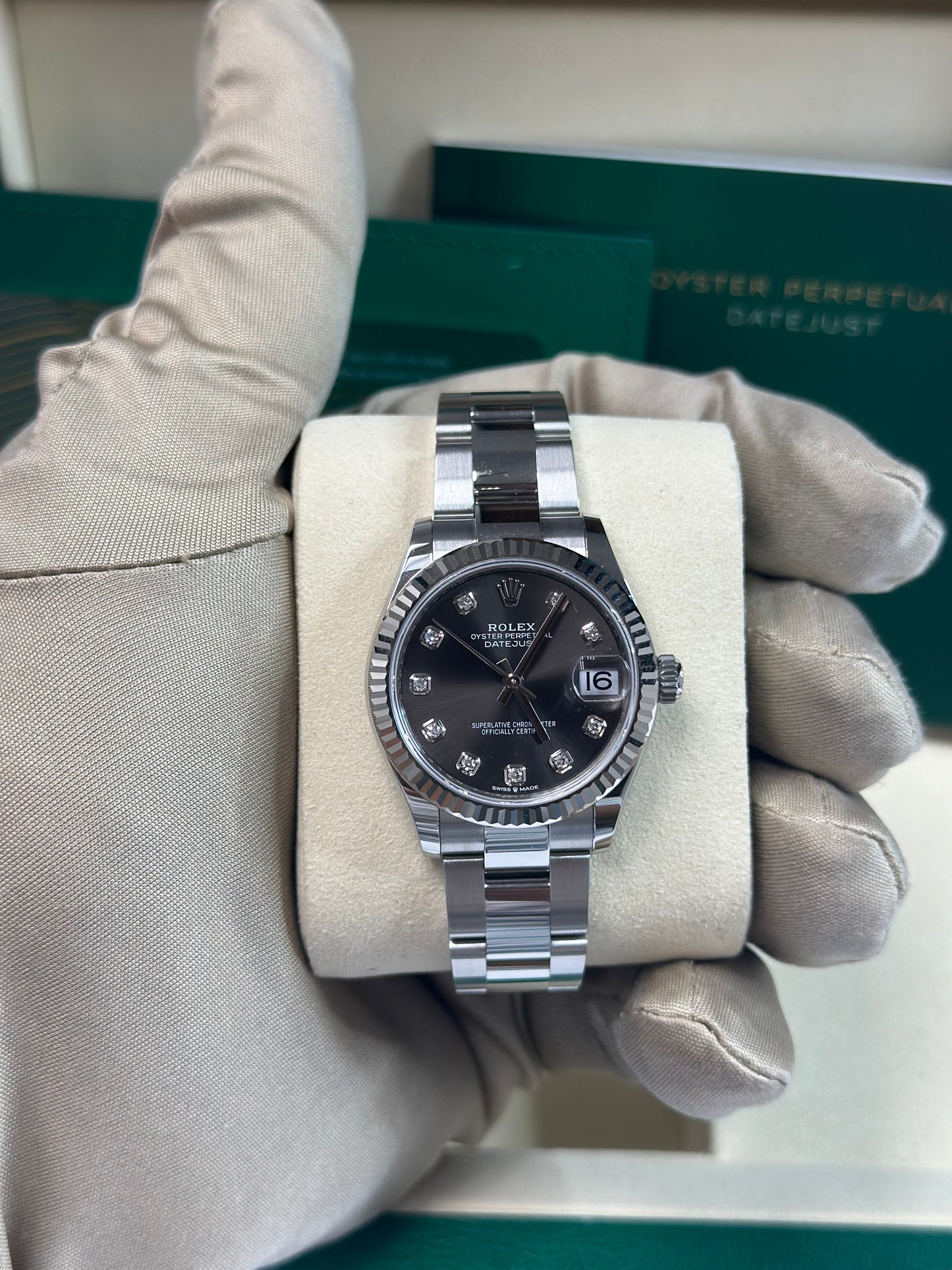 Rolex Datejust 31 Dark Grey Diamond Dial on Oyster 278274 Papers 2026