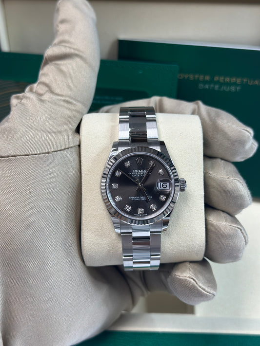 Rolex Datejust 31 Dark Grey Diamond Dial on Oyster 278274 Papers 2026
