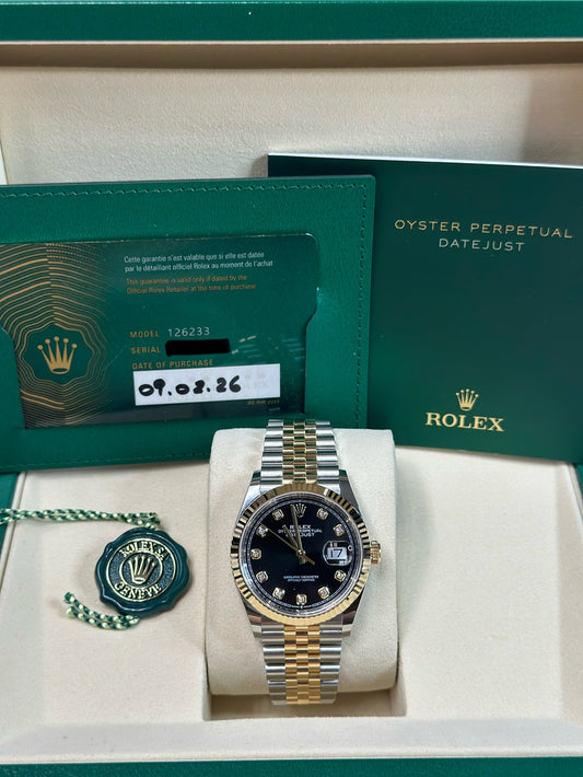 Rolex Datejust 36 Black Diamond Dial on Jubilee 126233 Papers 2026