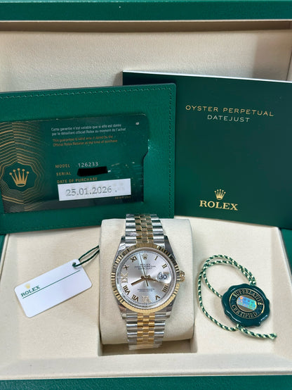 Rolex Datejust 36 Silver Diamond Roman Vi And Ix Dial on Jubilee 126233 Papers 2026