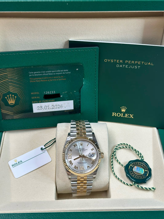 Rolex Datejust 36 Silver Diamond Roman Vi And Ix Dial on Jubilee 126233 Papers 2026