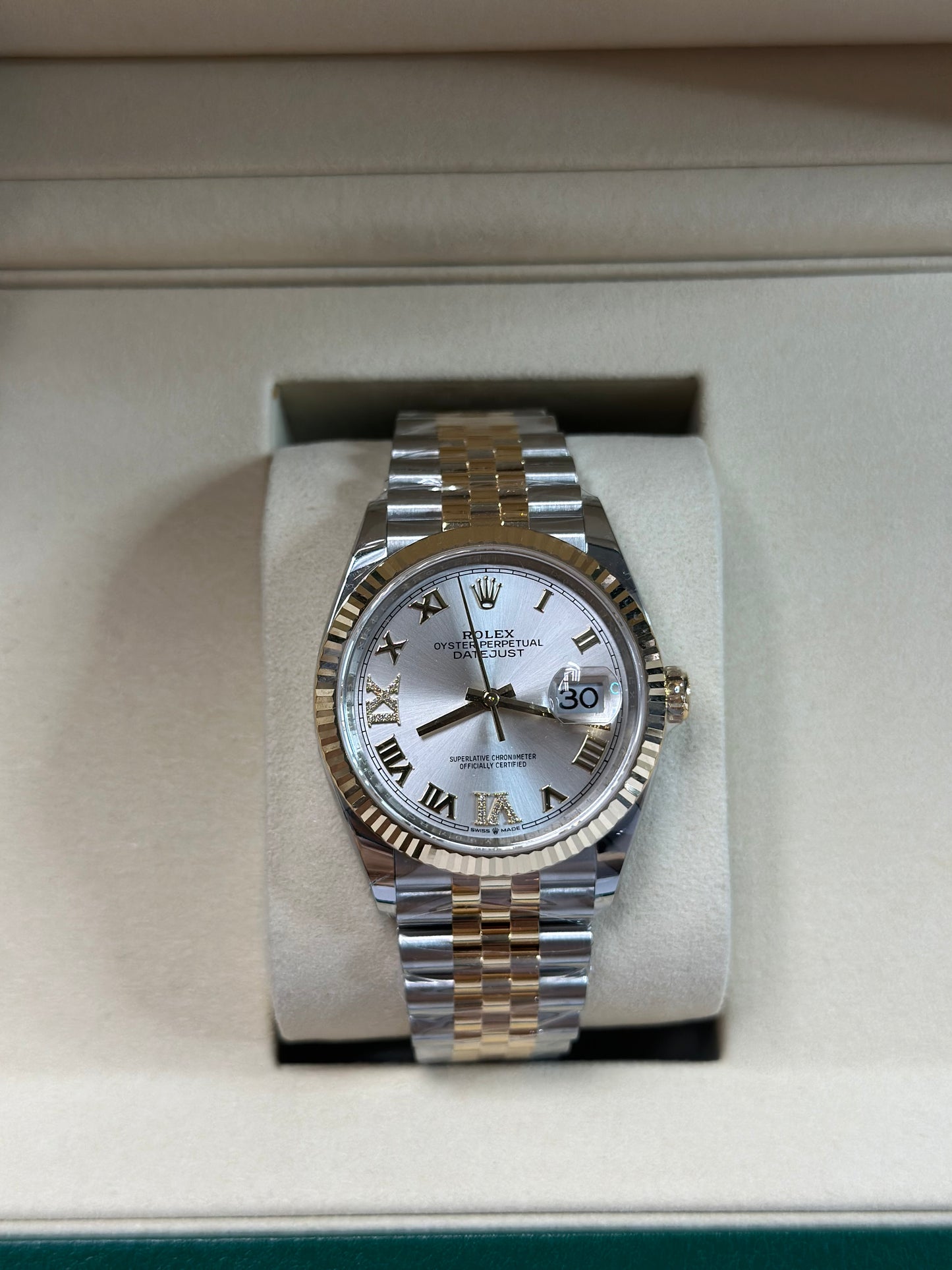 Rolex Datejust 36 Silver Diamond Roman Vi And Ix Dial on Jubilee 126233 Papers 2026