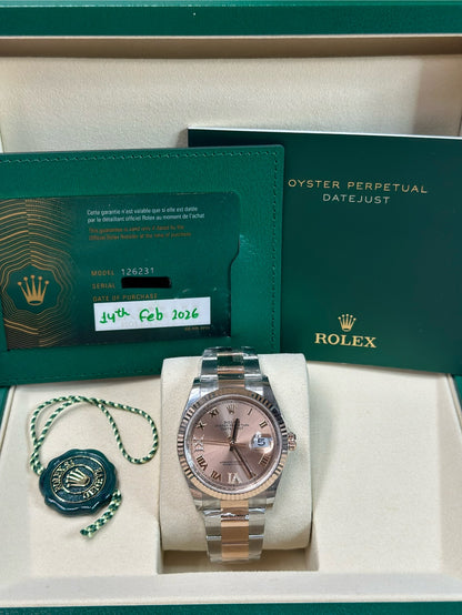 Rolex Datejust 36 Rose Diamond Roman Vi And Ix Dial on Oyster 126231 Papers 2026