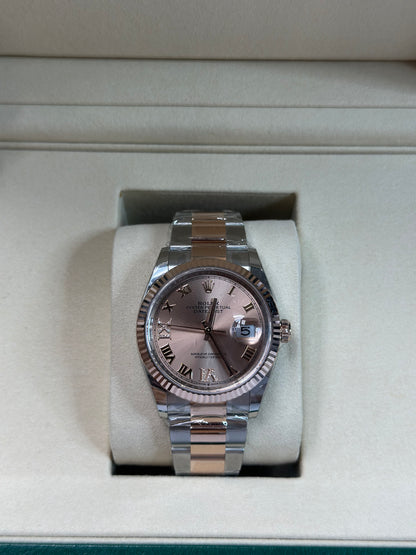 Rolex Datejust 36 Rose Diamond Roman Vi And Ix Dial on Oyster 126231 Papers 2026