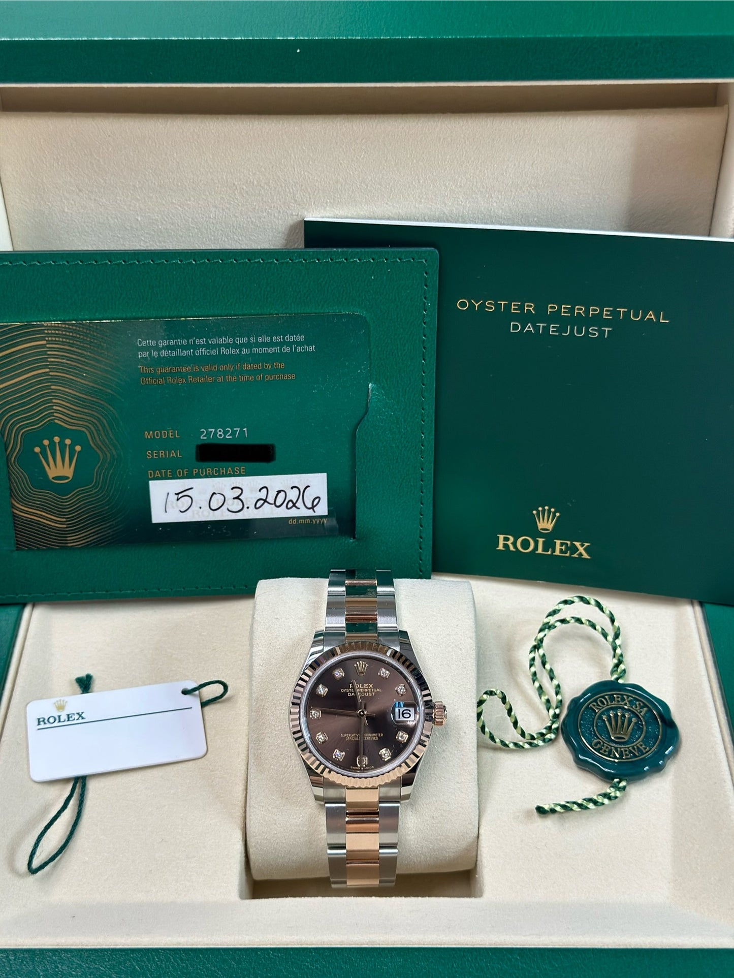Rolex Datejust 31 CHOCOLATE DIAMOND Dial on Oyster 278271 Papers 2026