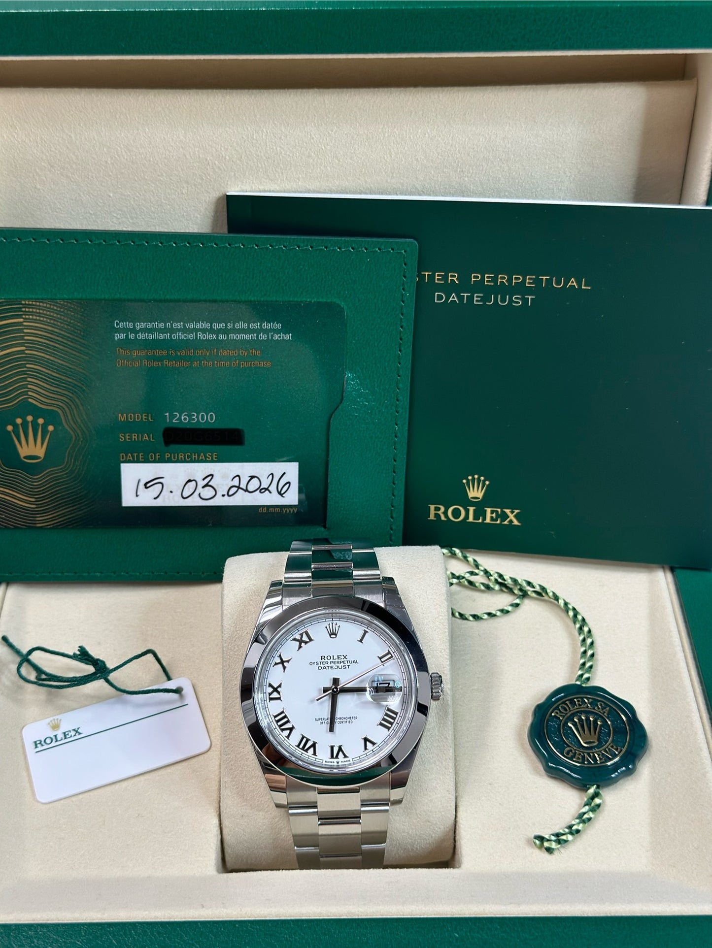 Rolex Datejust 41 White Roman Dial on Oyster 126300 Papers 2026