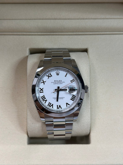 Rolex Datejust 41 White Roman Dial on Oyster 126300 Papers 2026