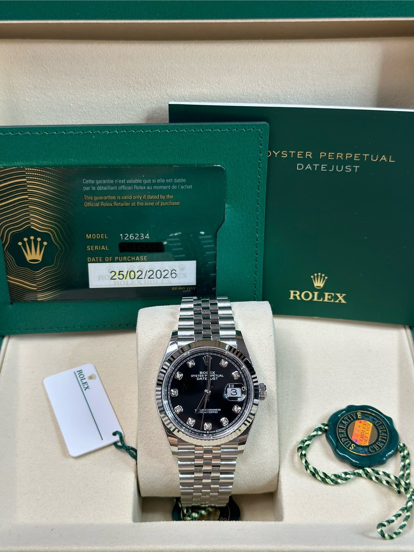 Rolex Datejust 36 Black Diamond Dial on Jubilee 126234 Papers 2025