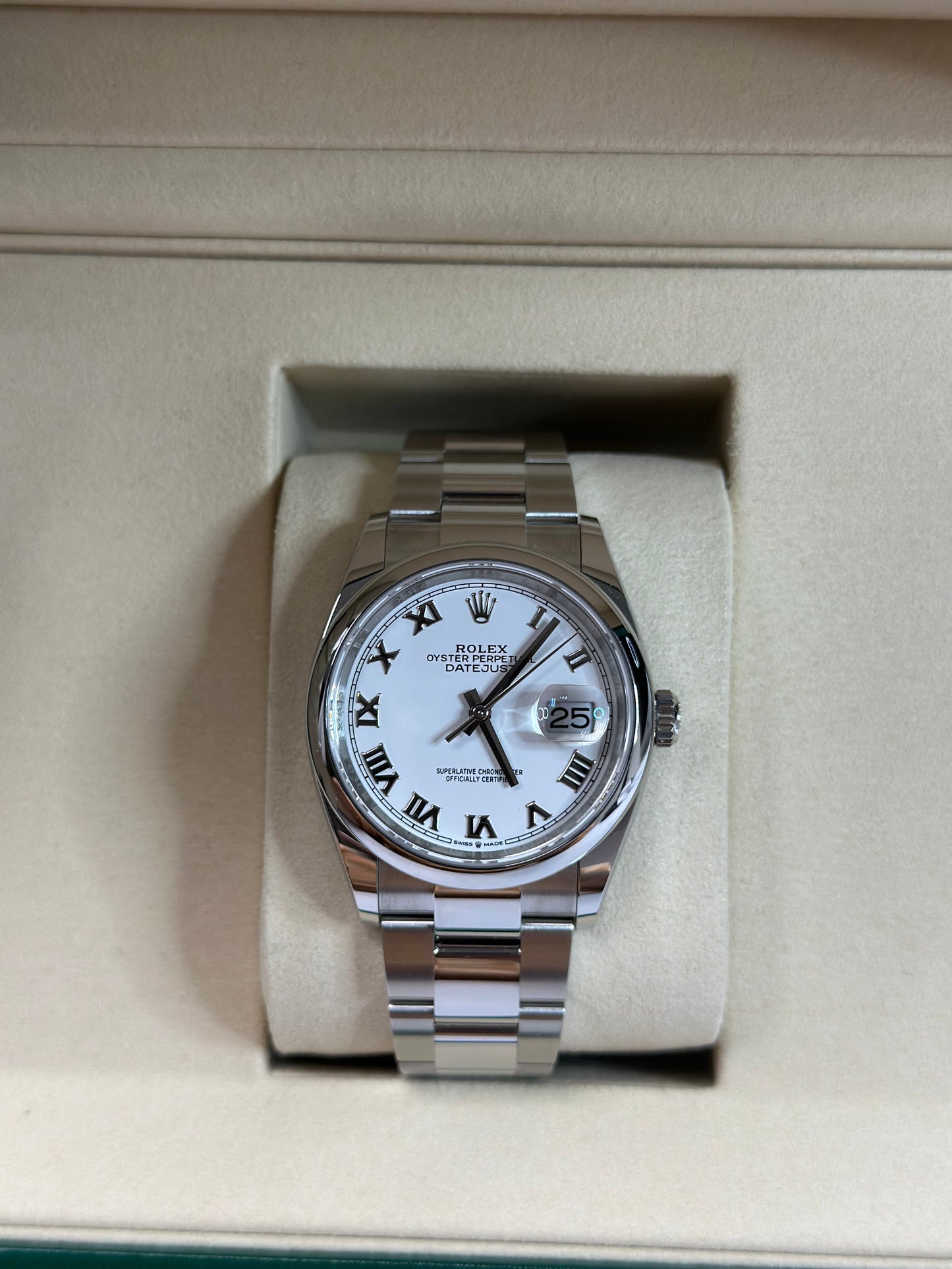 Rolex Datejust 36 White Roman Dial on Oyster 126200 Papers 2026
