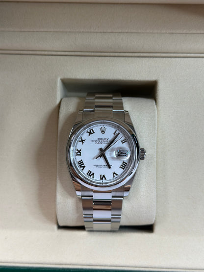 Rolex Datejust 36 White Roman Dial on Oyster 126200 Papers 2026