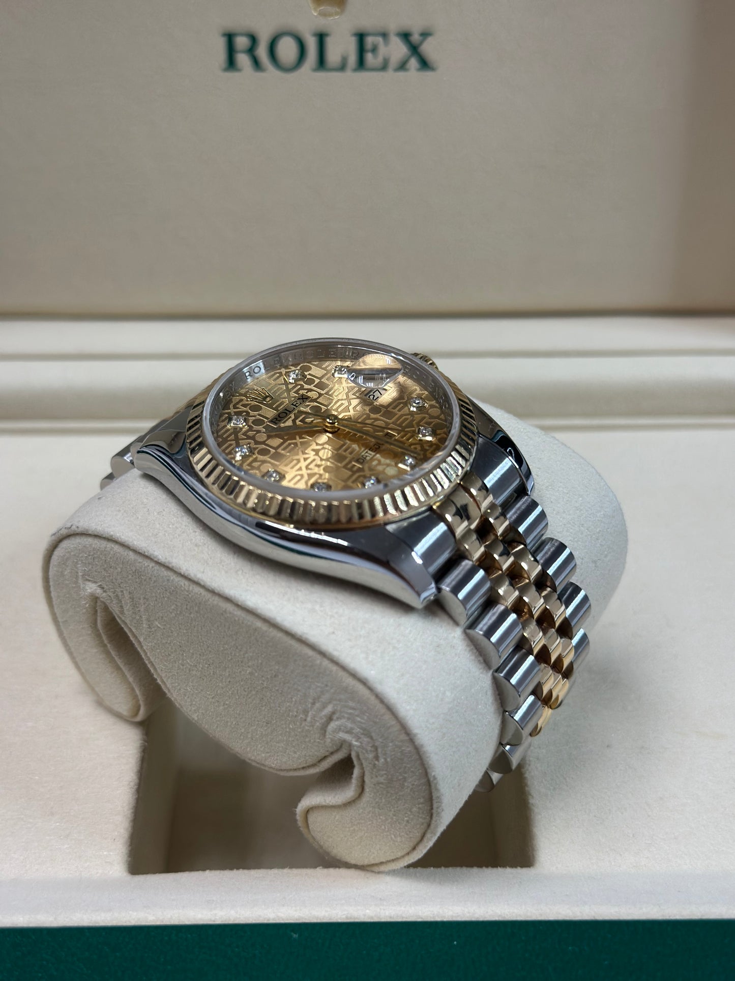 Rolex Datejust 36 Champagne Diamonds Dial on Jubilee 116233 Papers 2008