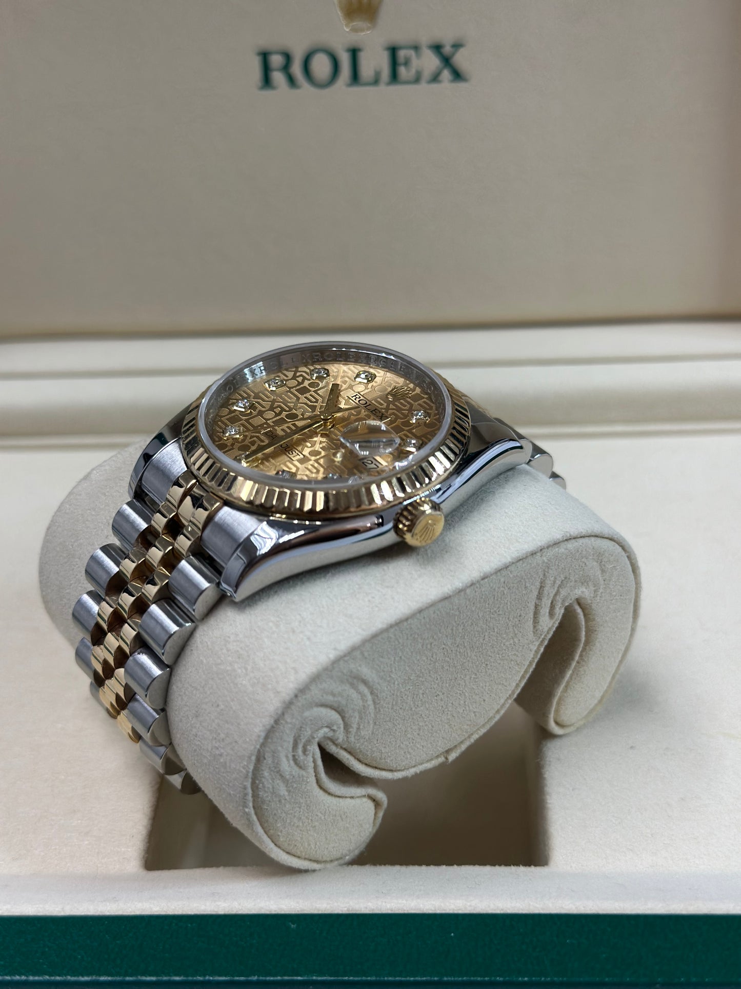 Rolex Datejust 36 Champagne Diamonds Dial on Jubilee 116233 Papers 2008