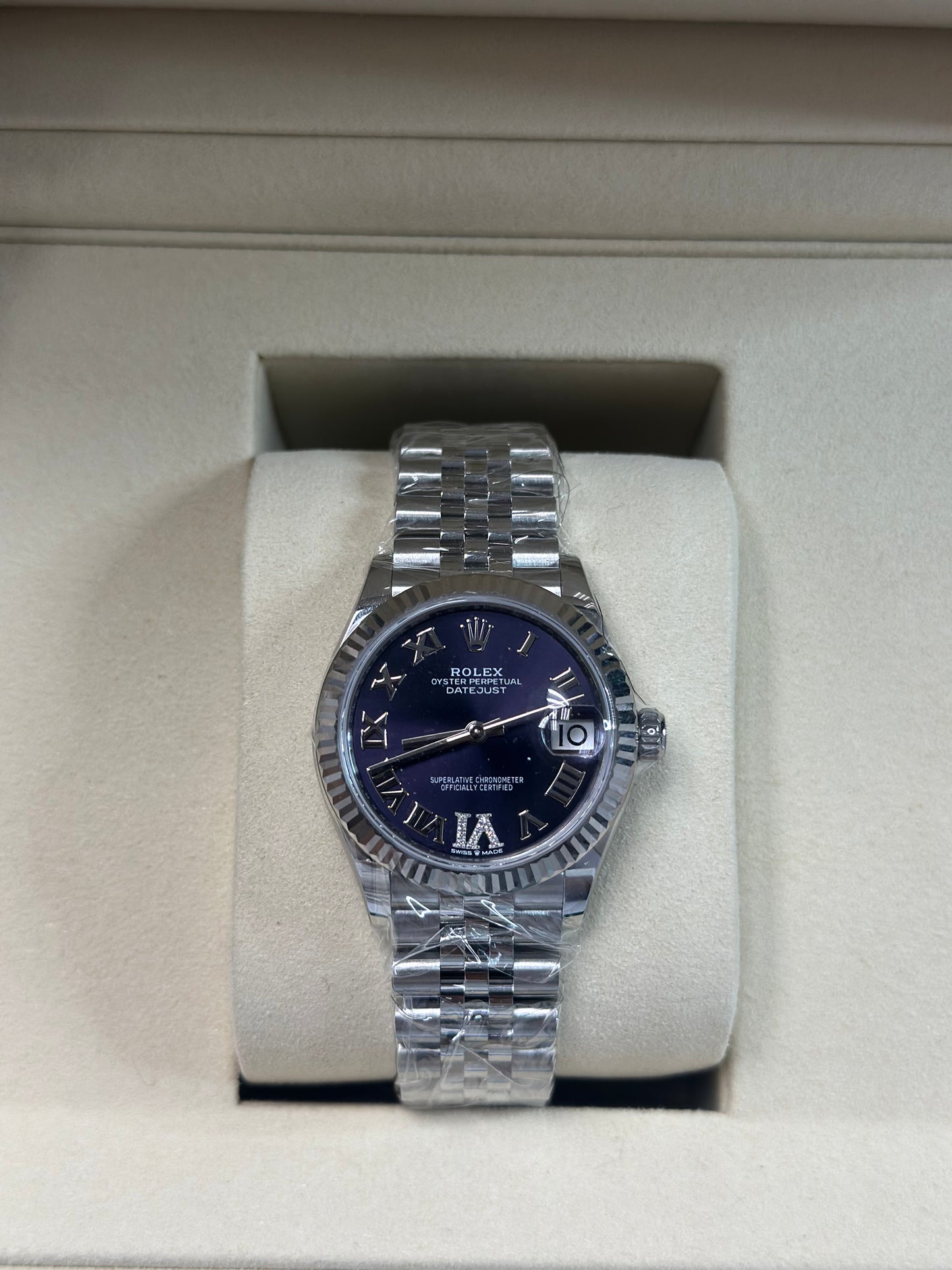 Rolex Datejust 31 Aubergine Roman Diamond 6 Dial on Jubilee 278274 Papers 2026