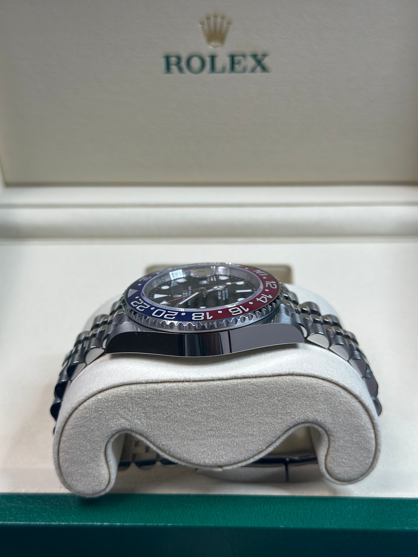 Rolex GMT-Master II Pepsi Black Dial on Oyster 126710BLRO Papers 2024
