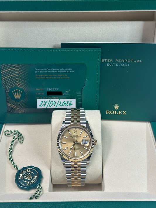 Rolex Datejust 36 Champagne Index Dial on Jubilee 126233 Papers 2026