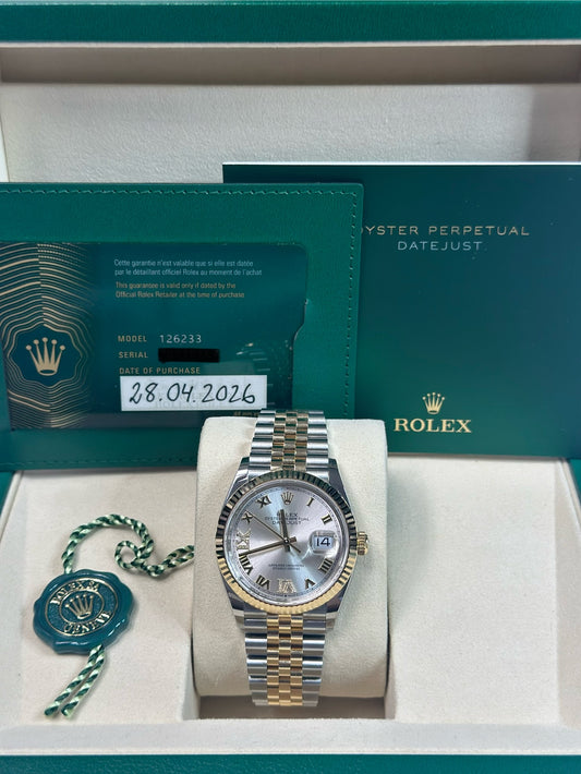 Rolex Datejust 36 SILVER Roman diamond six & nine Dial on Jubilee 126233 Papers 2026