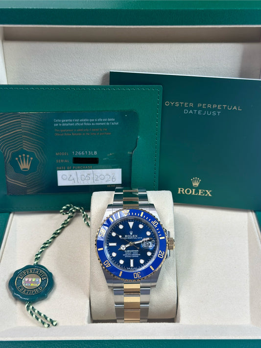 Rolex Submariner Blue Dial on Oyster 126613LB Papers 2026