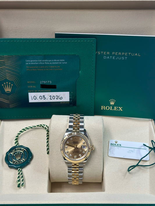 Rolex Datejust Lady Champagne Diamond Dial on Jubilee 279173 Papers 2026