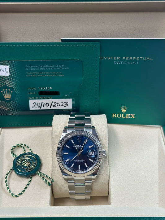 Rolex Datejust 41 Blue Index Dial on Oyster 126334 Papers 2023