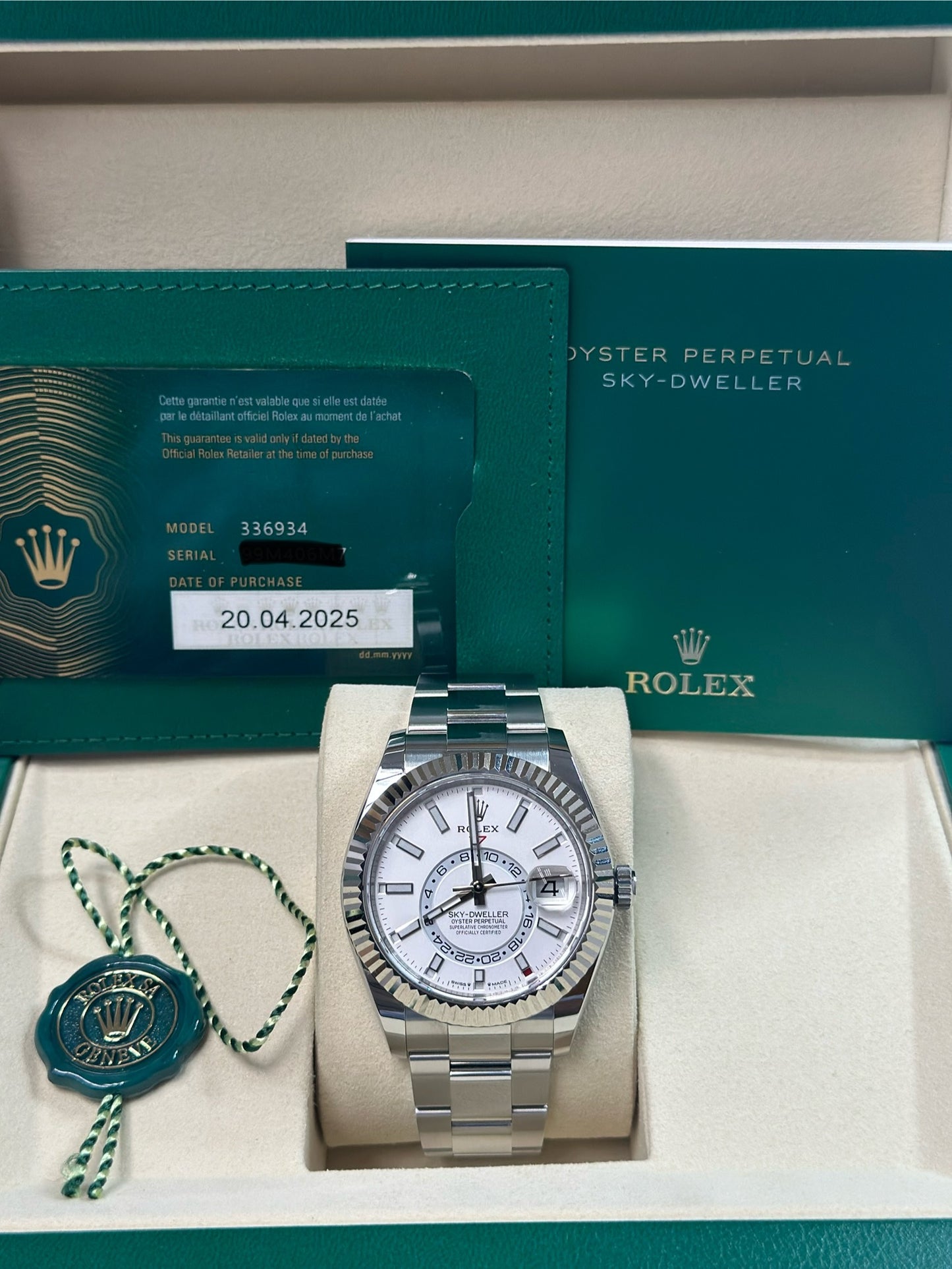 Rolex SkyDweller White Index Dial on Oyster 336934 Papers 2025