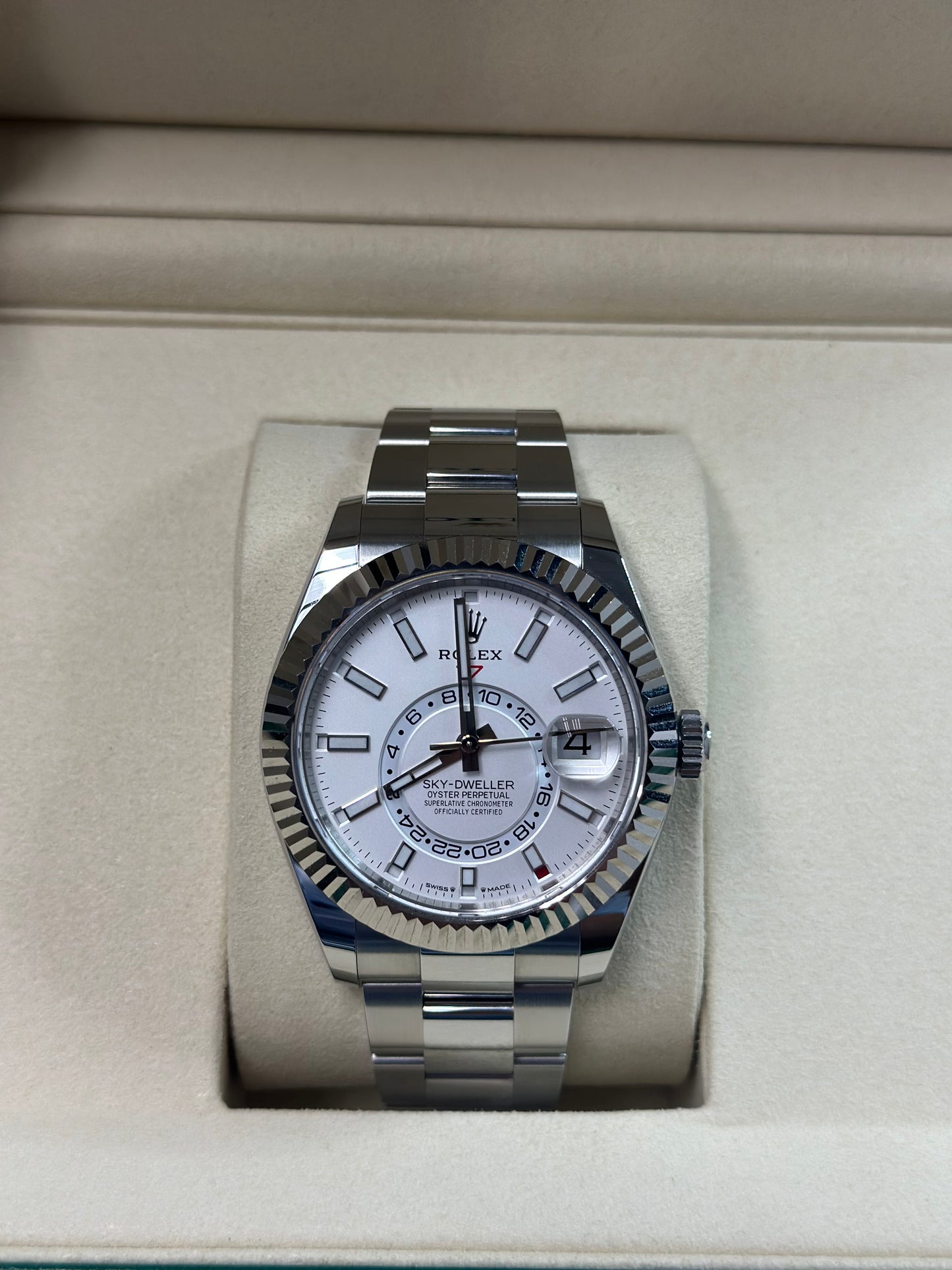 Rolex SkyDweller White Index Dial on Oyster 336934 Papers 2025