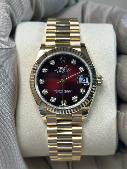 Rolex Datejust 31 Red Ombre Dial on President 278278 Papers 2026