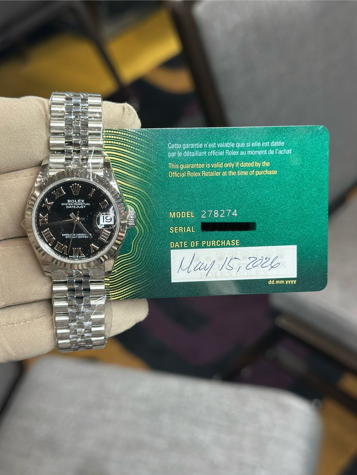Rolex Datejust 31 Black Roman Dial on Jubilee 278274 Papers 2026