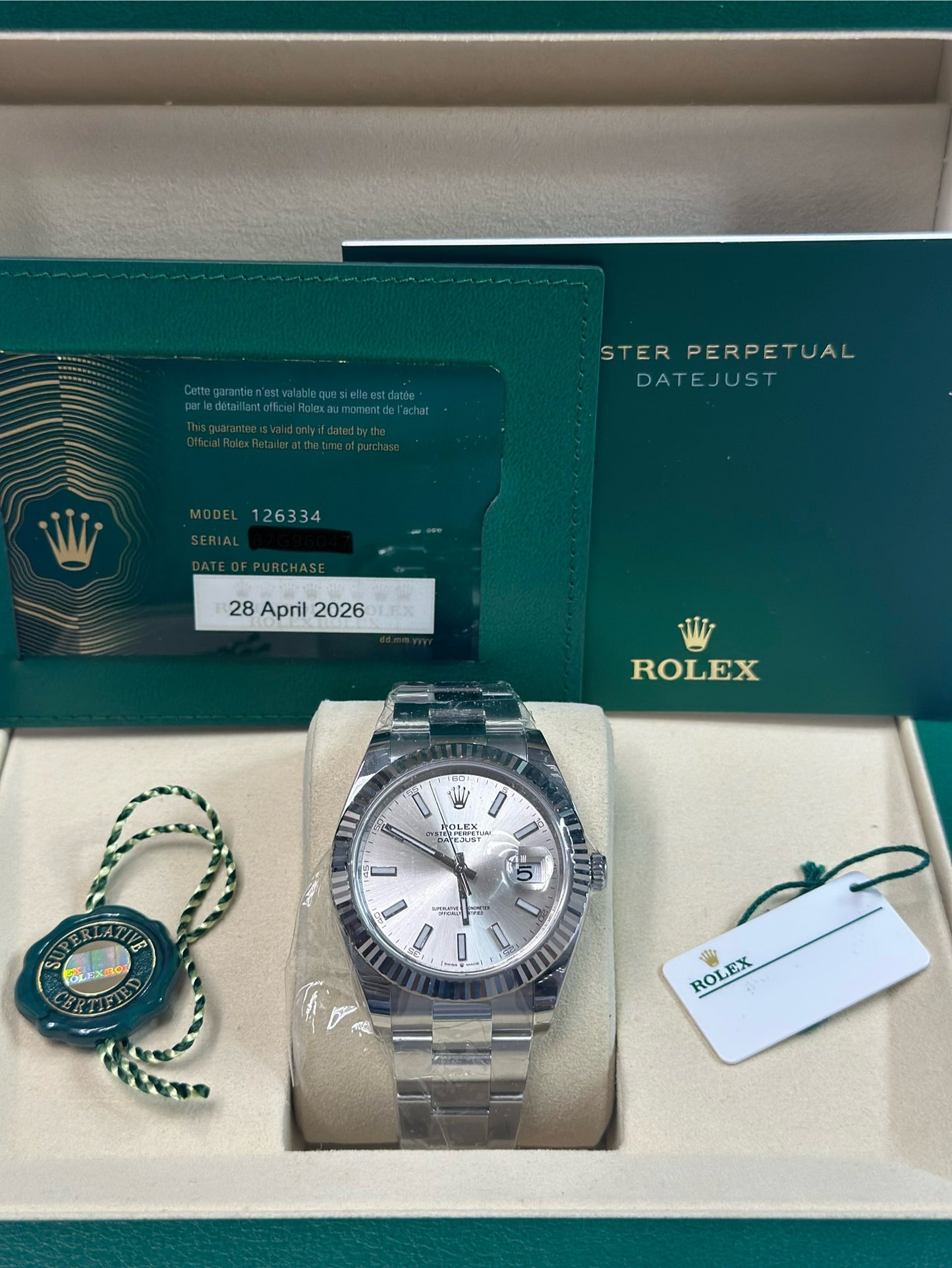 Rolex Datejust 41 Silver Index Dial on Oyster 126334 Papers 2026