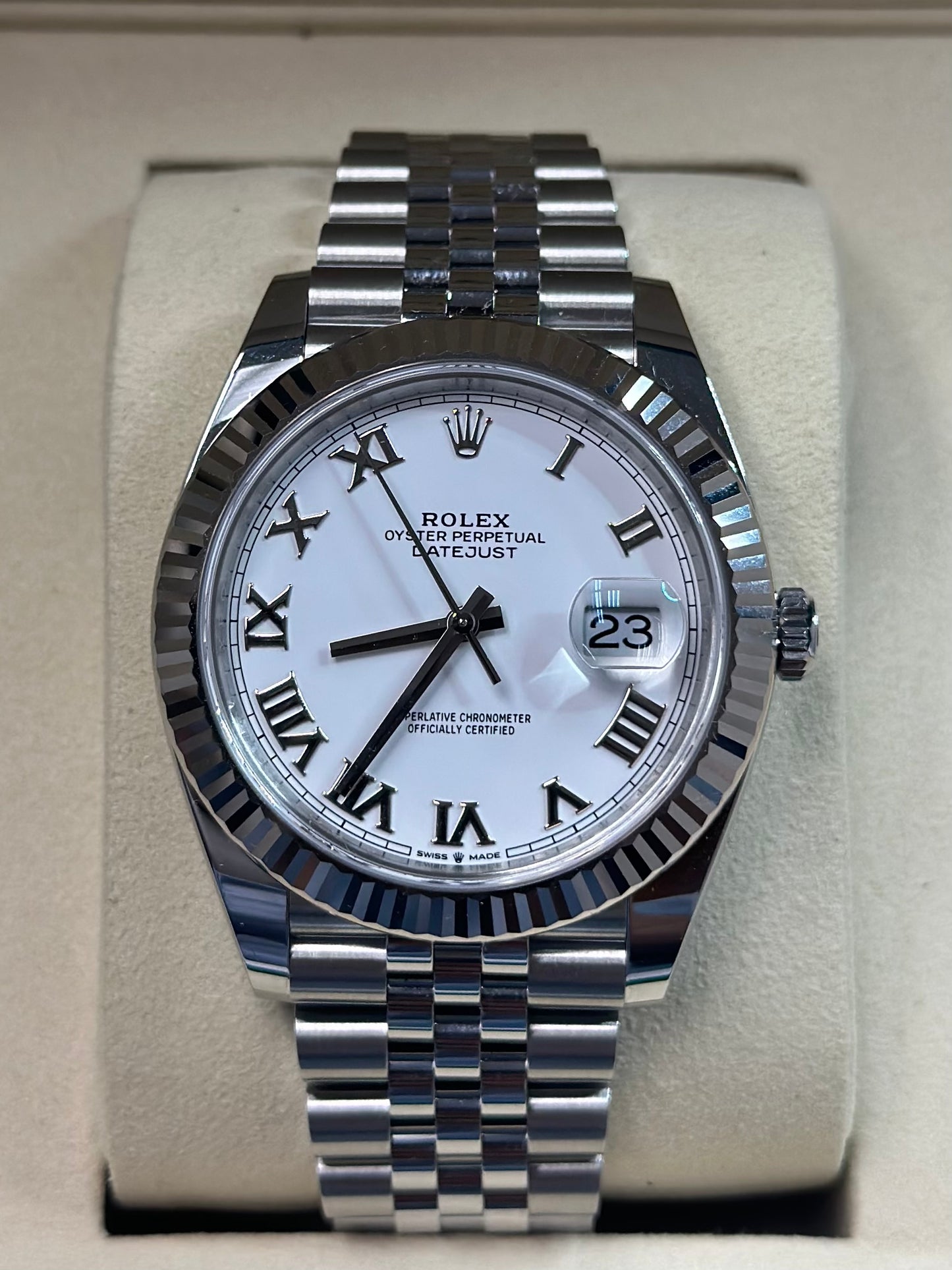 Rolex Datejust 41 White Roman Dial on Jubilee 126334 Papers 2026