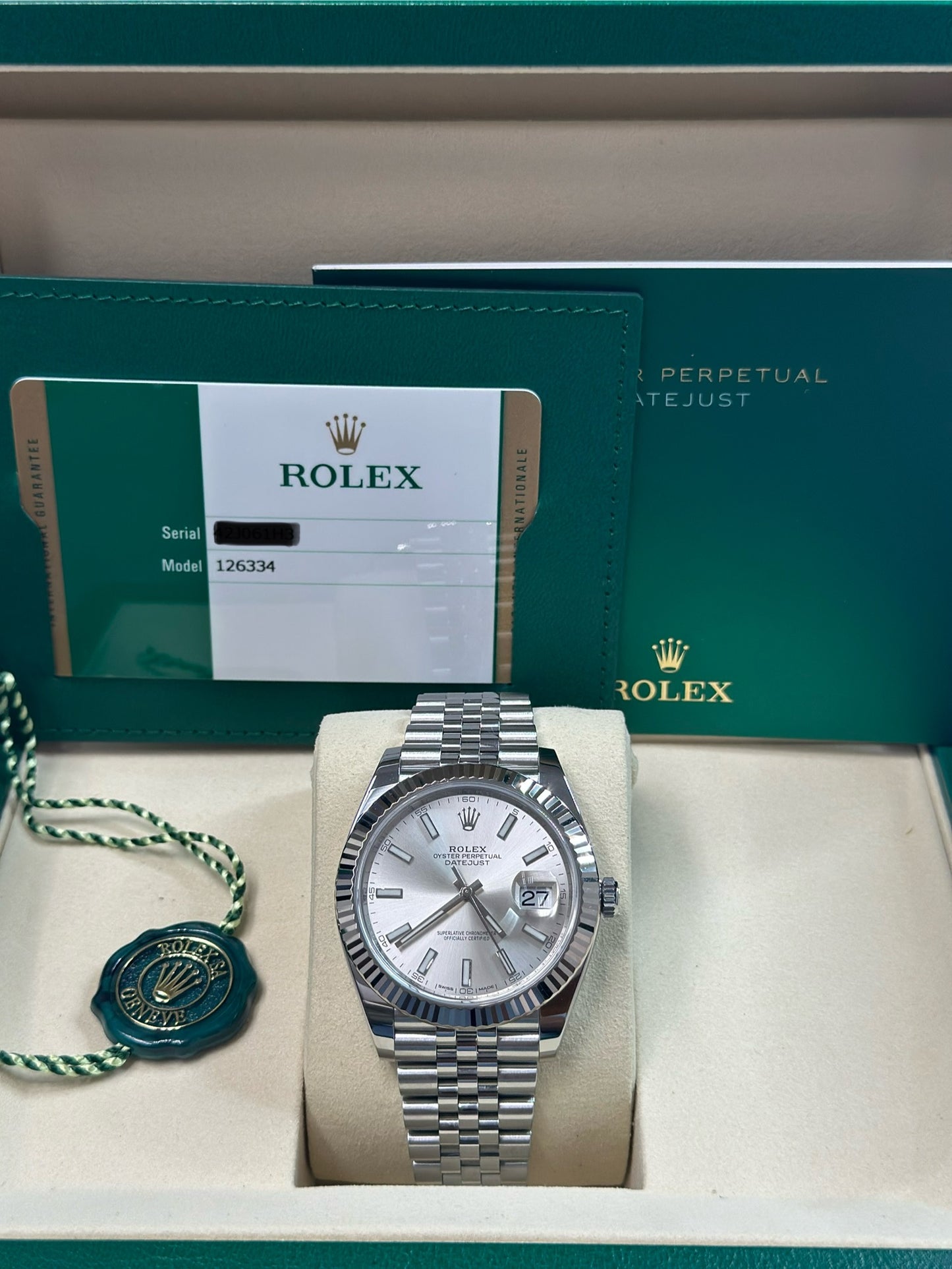 Rolex Datejust 41 Silver Index Dial on Jubilee 126334 Papers 2017
