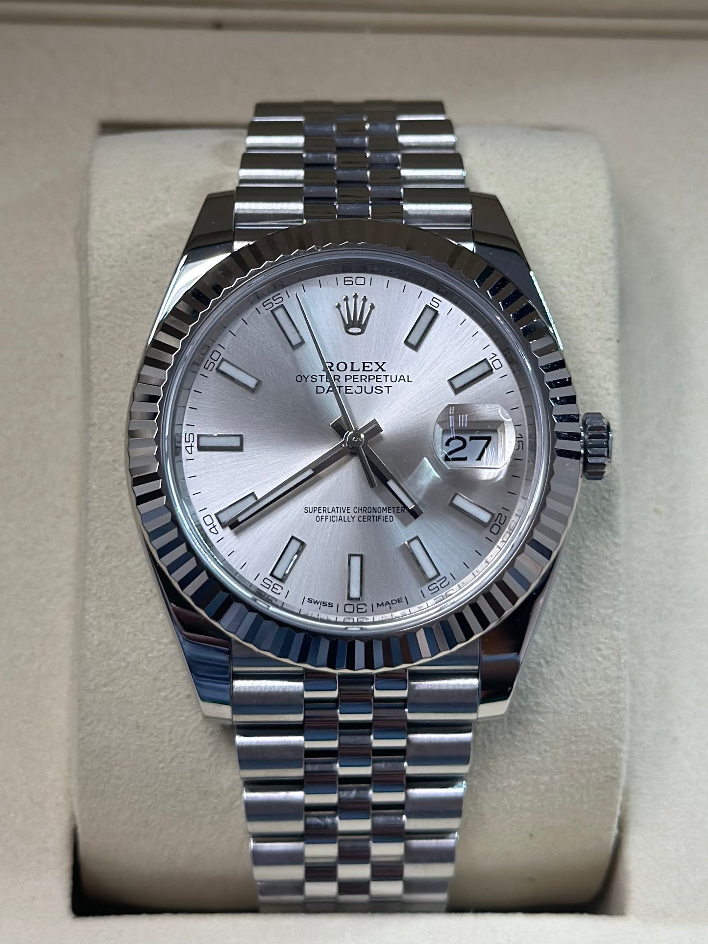 Rolex Datejust 41 Silver Index Dial on Jubilee 126334 Papers 2017